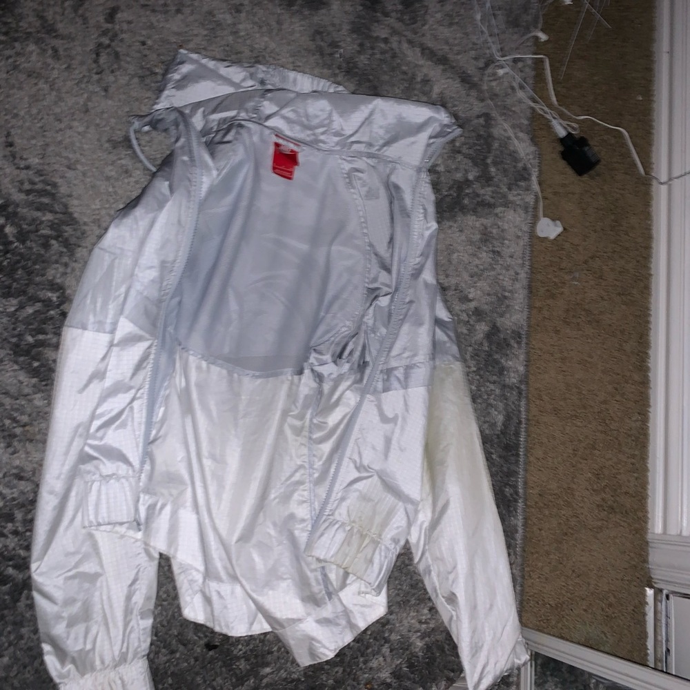 Gray And White Nike Zip Up Windbreaker